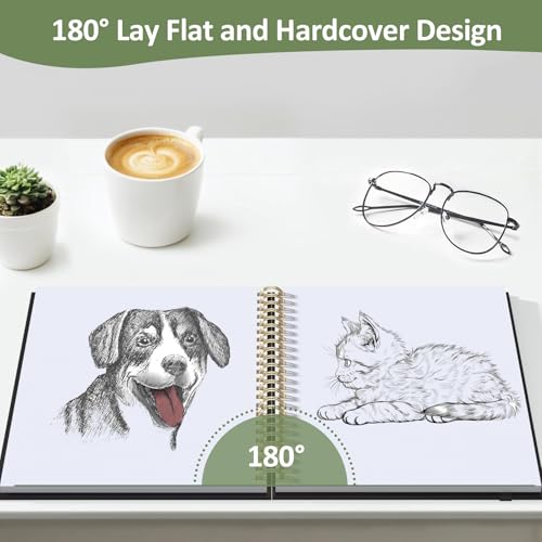 Forvencer 2 Pack Blank Spiral Notebook, 8"x 5.6"Hardcover Sketch Book, 100GSM Thick Paper, Art Sketchbook for Women & Adult, 100 pages / 50 Sheets Drawing Book Journal for School Office Drawing, Black - color: Black