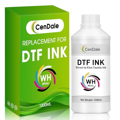 CenDale Premium DTF White Ink - 1000ML No Sediment White DTF Ink for Epson ET-8550, L1800, XP15000, L800, R2400, R350, P400, P800 DTF Printers, High Opacity, Clog-Resistant Formula, Smooth Ink Flow - color: White 1, style: DTF Ink