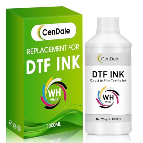 CenDale Premium DTF White Ink - 1000ML No Sediment White DTF Ink for Epson ET-8550, L1800, XP15000, L800, R2400, R350, P400, P800 DTF Printers, High Opacity, Clog-Resistant Formula, Smooth Ink Flow - color: White 1, style: DTF Ink
