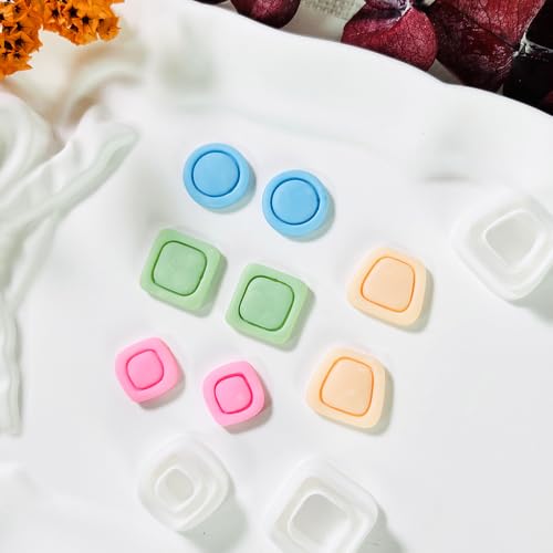 Xaekicr Polymer Clay Cutters Geometric Stud Earring Set – 4 Pairs Modern Clay Cutters for Polymer Clay Jewelry, Clay Tools and Molds for DIY Earrings - color: O color