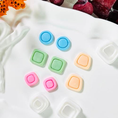 Xaekicr Polymer Clay Cutters Geometric Stud Earring Set – 4 Pairs Modern Clay Cutters for Polymer Clay Jewelry, Clay Tools and Molds for DIY Earrings - color: O color