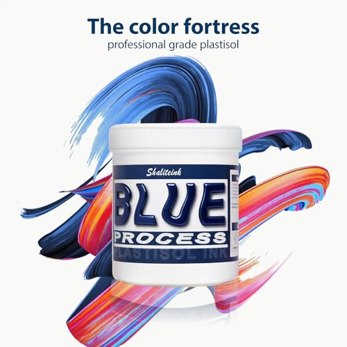 Shaliteink® Screen Printing Plastisol Ink Process Blue - Highly Opaque Screen Printing Ink for Cotton, Polyester and Other Fabrics (8oz.) - color: Process Blue, size: 8 fl oz