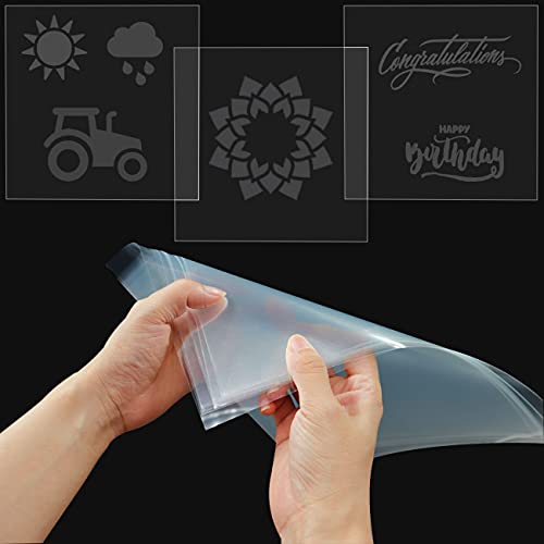 24 Pack 4 Mil Clear Mylar Stencil Sheets, 12" x 12" Blank Reusable Plastic Template Sheets for Cricut, Laser Cutting, Gyro-Cut Tool Template Material - size: 4mil