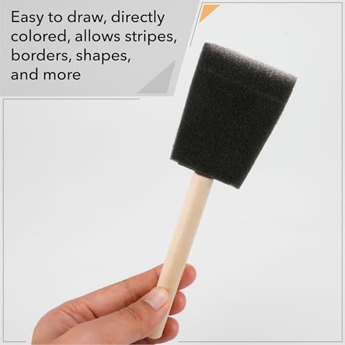 Bates- Foam Paint Brushes, 0.35"- 2", 50 Pack, Assorted Sizes, Foam Brushes for Painting with Lightweight Wooden Handles for Painting, Staining, Touch-Ups, Crafts & DIY Projects
