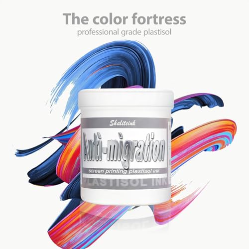 Shaliteink® Screen Printing Plastisol Ink Anti-Migation - Highly Opaque Screen Printing Ink for Cotton, Polyester and Other Fabrics (8oz.) - color: Anti-migration, size: 8 fl oz