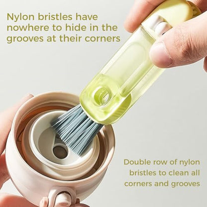 3PCS Cup Lid Cleaning Brush, 3 in 1 Cup Lid Gap Cleaning Brush Set, Bottle Cleaning Brush for Tight Spaces Multifunctional Portable Cup Lid Cleaner Home Kitchen Cleaning Tools (Crocodile) - color: Crocodile