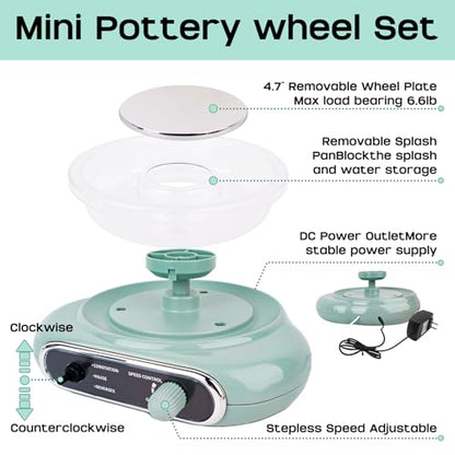 Pottery Wheel,mini Pottery Wheel for Kids,Kids Pottery Wheel kit,Ages 4-8 Crafts Kits for Kids Ages 8-12,Sculpting Clay Tools & Arts Supplies Arts