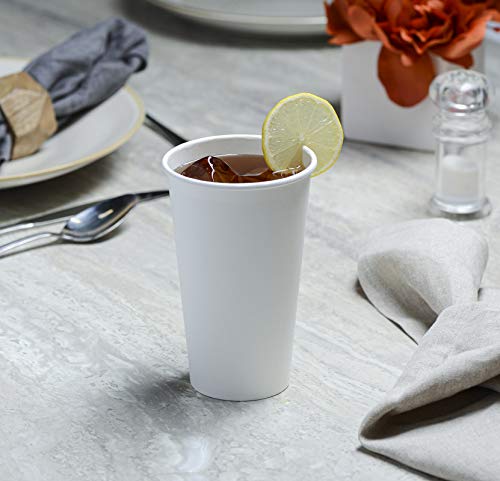 GUSTO 16 oz Disposable White Paper Cups [200 Count] Hot Coffee Cups | Eco-Friendly Material, Rolled Rim for 90 mm Lids, Leak-Proof, Hot or Cold Drinks, No Sleeve Needed - size: 16 oz. - 200