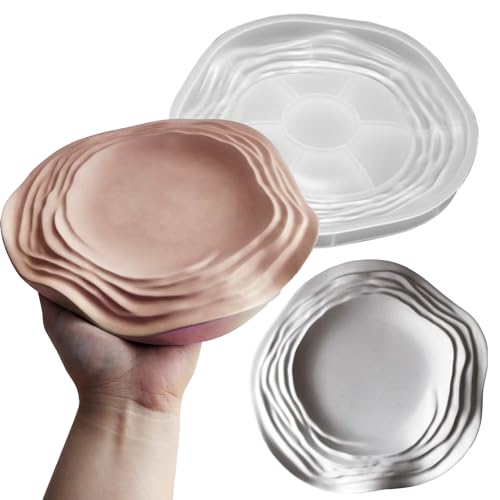 Wehous Irregular Tray Silicone Molds, Wave Flower Tray Resin Concrete Mold, 3D Unique Ocean Wave Shape Storage Container Mold for Epoxy Casting Cement Jewelry Candle Holder Soap Dish Plates DIY Craft - color: Mountain Tray