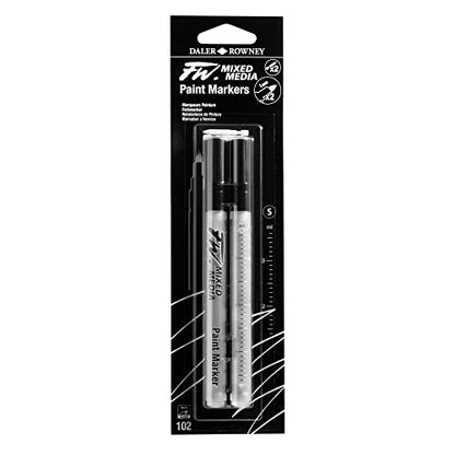 FW Mixed Media Paint Markers - Two Empty Markers with 1 mm Hard Paint Marker Nibs - Empty Paint Pen 2-Pack with Extra Nibs for Liquid Media - Small Barrel Refillable Paint Pens for Fine Lines - style: 1MM Hard, Marker