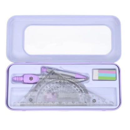 GALPADA Student Math Geometry Set Compass, Protractor, and Triangle Ruler, Convenient and Practical Plastic and Metal Tools for School Supplies and Math Projects,