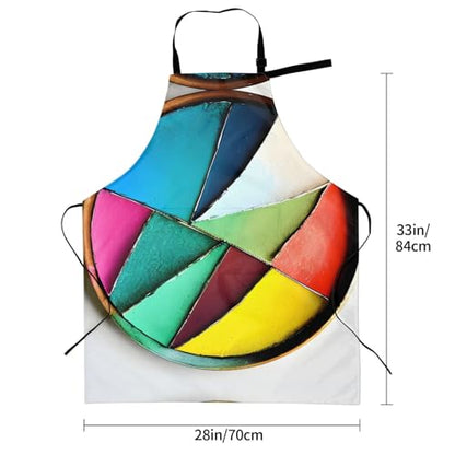 Round watercolor painting Heavy Duty Waterproof Apron with Pockets for AdultsResistant Grilling, Gardening, Painting - color: Round Palette