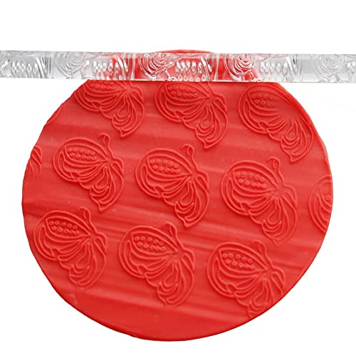 Rengue Acrylic Rolling Pin with 28 Patterns, Compliant Material, Comfortable Grip, 16 X 1 Cm, Lightweight for Dough and Pastry Acrylic Rolling Pin with 28 Patterns, Nan Kitchen (#20) - size: 52010 butterfly