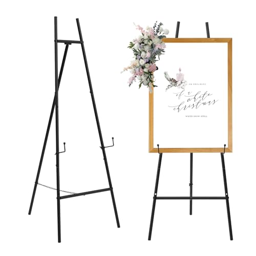 Iron Floor Easel Stand for Wedding Sign,Heavy Duty Easel Stand for Mirror Adjustable,47'' Metal Easel Display Stand(Black) - color: Black, size: B