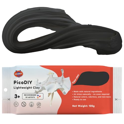 Lightweight Clay - Air Dry Clay, Ultra Light & Soft, Safe & Non-Toxic, Moldable & Flexible, DIY Modeling Clay for Anime Figures, Sculpting, Molding, Creative Art Crafts - color: Black