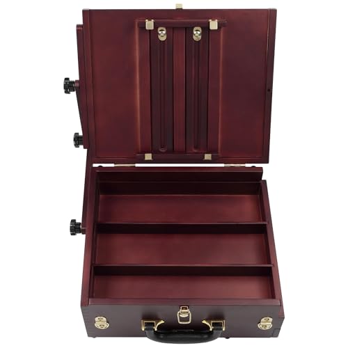 Soho Urban Artist Pochade Box for Plein - Aire Painting French Easel, Lightweight, Portable & Adjustable, Mahogany Finish