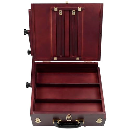 Soho Urban Artist Pochade Box for Plein - Aire Painting French Easel, Lightweight, Portable & Adjustable, Mahogany Finish