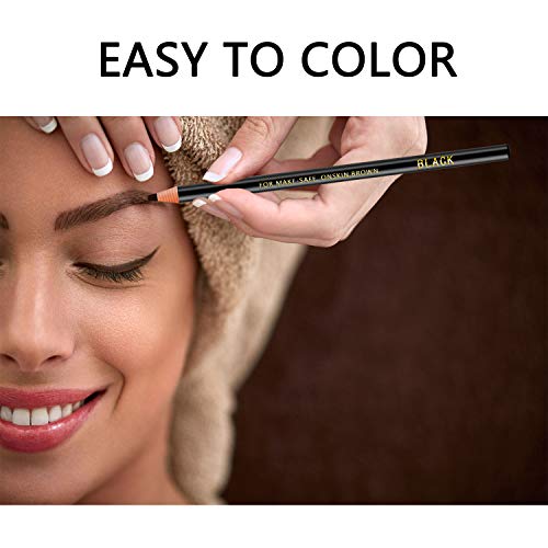 Waterproof Eyebrows Pencil Tattoo Makeup And Microblading Supplies Kit-Permanent Eye Brow Liners In 5 Colors Waterproof Eyebrow Pencils Peel - Brow Pencil Set For Marking (6 Black) - color: 6 Black