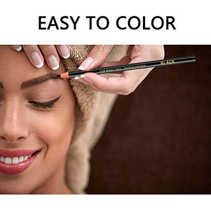 Waterproof Eyebrows Pencil Tattoo Makeup And Microblading Supplies Kit-Permanent Eye Brow Liners In 5 Colors Waterproof Eyebrow Pencils Peel - Brow Pencil Set For Marking (6 Black) - color: 6 Black
