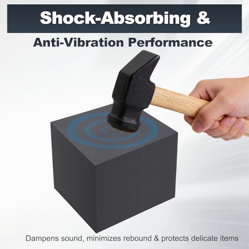 HARFINGTON Rubber Bench Block 4"x4"x4" Black Rubber Stamping Block Square Anti Vibration Pads for Jewelry Making Hammering Shaping Chasing Flattening Metals - size: 4"x4"x4"
