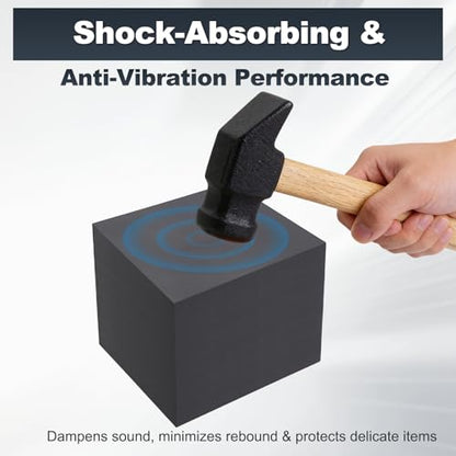 HARFINGTON Rubber Bench Block 4"x4"x4" Black Rubber Stamping Block Square Anti Vibration Pads for Jewelry Making Hammering Shaping Chasing Flattening Metals - size: 4"x4"x4"