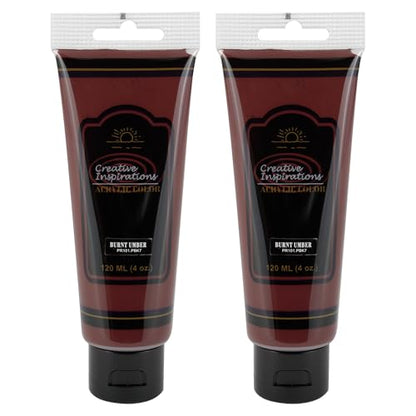 Creative Inspirations Acrylic Paint - Burnt Umber - 120mL - 2 Pack - Smooth & Creamy Consistency, Vibrant Pigmentation, Great Coverage for Artists - Clean Up with Soap & Water - color: Burnt Umber, size: 4.06 Fl Oz (Pack of 2)