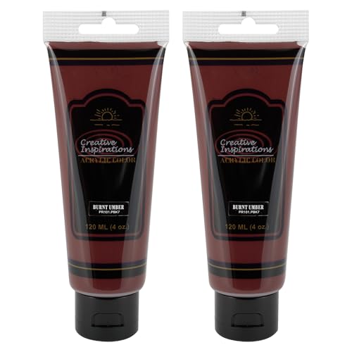 Creative Inspirations Acrylic Paint - Burnt Umber - 120mL - 2 Pack - Smooth & Creamy Consistency, Vibrant Pigmentation, Great Coverage for Artists - Clean Up with Soap & Water - color: Burnt Umber, size: 4.06 Fl Oz (Pack of 2)
