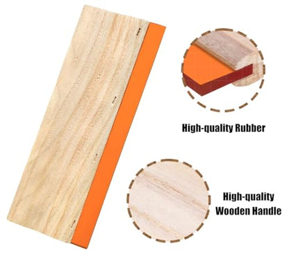 3 Pieces Screen Printing Squeegees - 3 Sizes (5.9/9.4/13.7 Inch) 75 Durometer Rubber Blade Wooden Handle, Suitable for Graphic/Textile Hand & Machine Printing