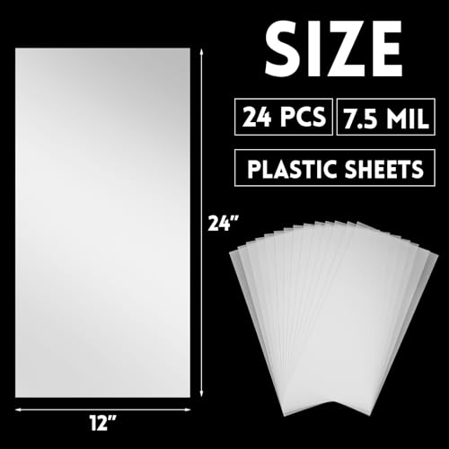 Frienda 24 Pack 7.5 Mil Blank Stencil Sheets, 12 x 24 Inch Plastic Making Sheet Milky Translucent Reusable PET Blank Stencil Material, Clear Plastic Sheets for Cutting Machine, DIY Crafts and Painting - size: 7.5 Mil, 12 x 24 Inch