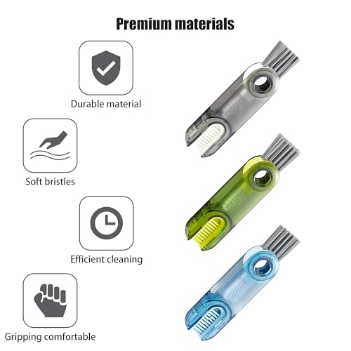 3-in-1 Cup Cleaning Brush,Multipurpose Bottle Lid Gap Cleaner Tool,Kettle Cover Crevice Clean Gadget,Mini Dirt Remover,Tiny Home Kitchen Scrubber(3pcs)