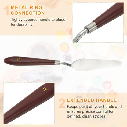 HARFINGTON 5pcs Palette Knife Painting Tool 3.74" x 1.06" Stainless Steel Art Spatula Pallet Knives Scrapers Tools with Plastic Handle for Acrylic Oil Canvas Mixing Spreading, Red/Silver - size: 3.74" x 1.06"