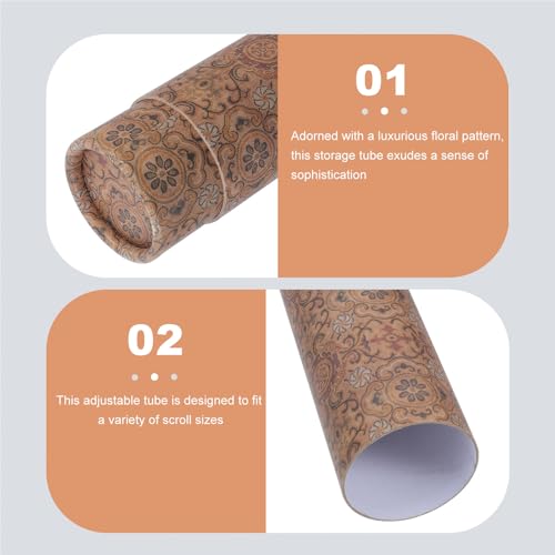 PRETYZOOM Telescoping Calligraphy Roll Storage Tube with Rustic Design, 35cm Extended Length, 6cm Diameter, Art Poster Carrier for Scrolls and Paintings, Reusable Painting Storage Box
