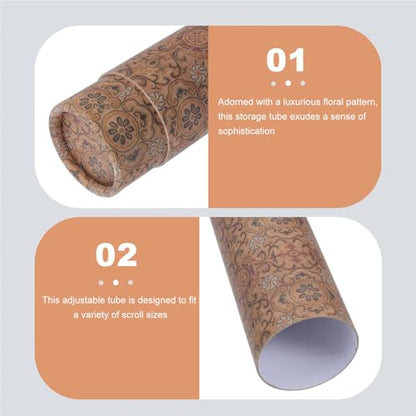 PRETYZOOM Telescoping Calligraphy Roll Storage Tube with Rustic Design, 35cm Extended Length, 6cm Diameter, Art Poster Carrier for Scrolls and Paintings, Reusable Painting Storage Box