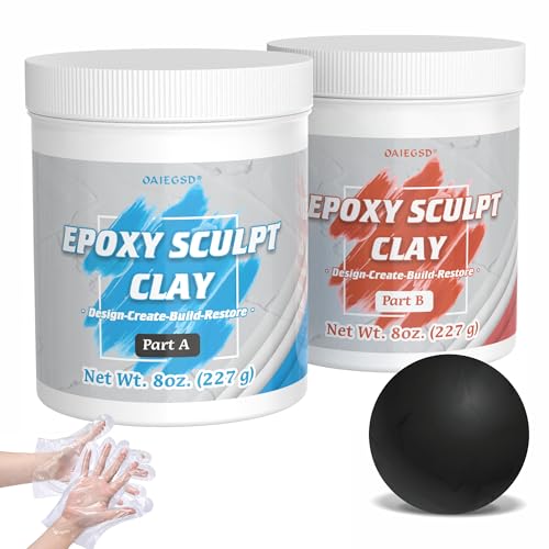 1 Pound Black Epoxy Putty Sculpt Clay, 2 Part (A & B) Modeling Compound for Sculpting, Modeling, Building, Repairing, Self-Hardening Epoxy Clay Easily Repairs Metal, Wood, Tile, Ceramics, Plastic - color: Black, size: 1 Pound