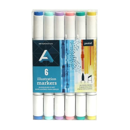 Art Alternatives Illustration Marker, 6-Marker Set, Pastel Colors - color: 6-Pastel, style: SET