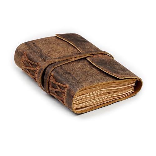 LEATHER VILLAGE Leather Bound Journal - Rustic Brown, 7"X5", 220 Pages - Vintage Blank Paper Diary for Writing, Drawing, Sketchbook, and Travel Notebook - Ideal for Women and Men - color: Cappuccino Brown, size: 7 inches X 5 inches