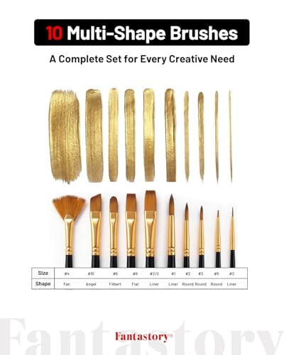 Fantastory Acrylic Paint Set 24 Tubes × 36 ml; Excellent Coverage, High Light Fastness, Waterproof Acrylic Paint, with Additional White & Gold, for Canvas, Wood, Ceramics, Models, Artists - style: 24 Colors