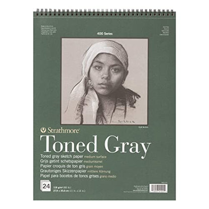 Strathmore 400 Series Wire Bound Toned Sketch Pad, 80 lb. Paper, 11 X 14 inches, Gray, 50 Sheets (412-111) (Pack of 12) - size: 11x14 (Pack of 12)