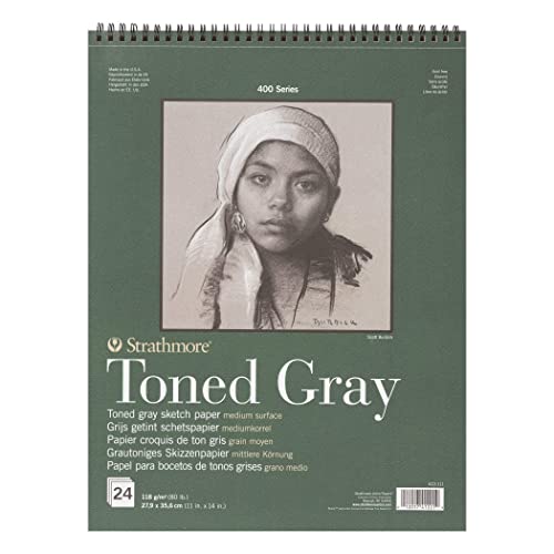 Strathmore 400 Series Wire Bound Toned Sketch Pad, 80 lb. Paper, 11 X 14 inches, Gray, 50 Sheets (412-111) (Pack of 12) - size: 11x14 (Pack of 12)