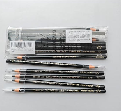 Waterproof Eyebrows Pencil Tattoo Makeup And Microblading Supplies Kit-Permanent Eye Brow Liners In 5 Colors Waterproof Eyebrow Pencils Peel - Brow Pencil Set For Marking (6 Black) - color: 6 Black
