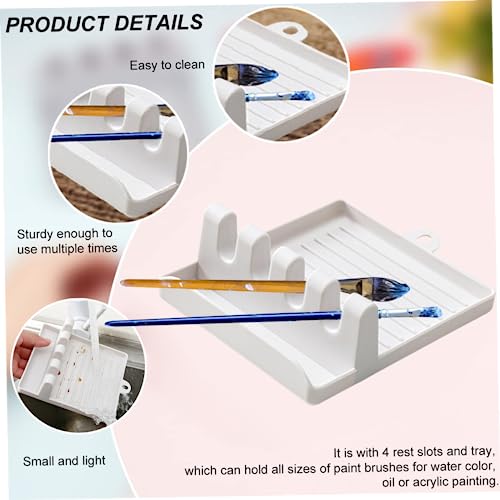 2 Pcs Brush Holder,Paint Brush Rest Plastic Paint Brush Holder with 4 Slots Chinese Calligraphy Pen Holder Brush Drying Rack Organizer Display Stand