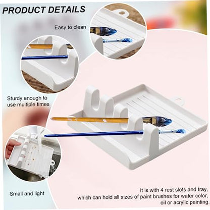 2 Pcs Brush Holder,Paint Brush Rest Plastic Paint Brush Holder with 4 Slots Chinese Calligraphy Pen Holder Brush Drying Rack Organizer Display Stand