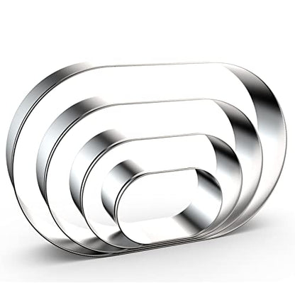 Pill Capsule Long Oval Cookie Cutters - 5 Inch, 4 Inch, 3 Inch, 2 Inch - Geometric Frame Plaque Cookie Cutter Set Fondant Biscuit Molds - Stainless Steel - color: Oval-Pill Capsule