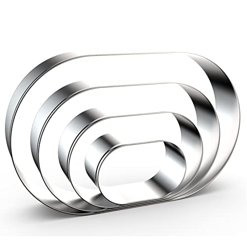 Pill Capsule Long Oval Cookie Cutters - 5 Inch, 4 Inch, 3 Inch, 2 Inch - Geometric Frame Plaque Cookie Cutter Set Fondant Biscuit Molds - Stainless Steel - color: Oval-Pill Capsule
