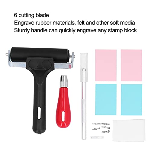 Carving Rubber Stamp Kit Premium Printmaking Printing Mixed Set with 6 Blades Cutter Tools Art Supplies for DIY Crafters Artists Rubber Size 15x10x0.8cm