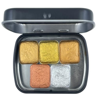 IUILE Handmade Watercolor Paints - Extra Fine Metallic Chrome Half Pan Set (5 colors) - color: Extra Fine Chrome