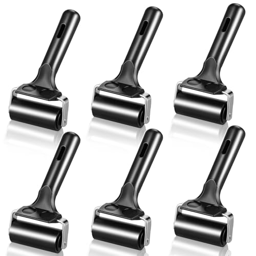 6 Pack 2.2 Inch Rubber Brayer Roller Hard Rubber Rollers for Crafting Printing Printmaking Wallpaper Inking Stamping Gluing