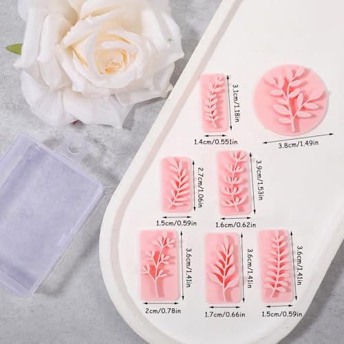 Leaves Clay Stamps, 7 Shapes for Polymer Clay Jewelry Making, Leaf and Plant Molds with PLA, Work with Spring Polymer Clay Cutter for Cutters Press Stamps for Earrings DIY Jewelry Making Craft
