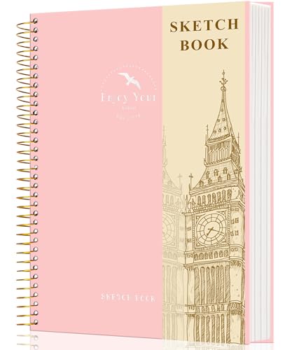 FLYING EAGLE Hardcover Sketchbook for Drawing 8.5 x 11 Spiral Sketch Book for Adults Women Kids with 100gsm 68lb 120 Sheets Premium Paper Sketch Pad for Drawing Books Notebook Art Supplies, Pink - color: Pink