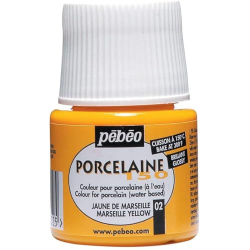 PEBEO Porcelaine 150 Ceramic Paint - Water-Based High-Gloss Color Paints for Porcelain, Premium Art Supplies, Non-Toxic & Heat-Safe, 45 ml Bottle, Marseilles Yellow, Marseille Yellow (024-002) - color: Marseille Yellow